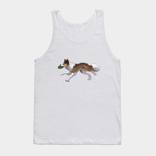 Running Sable Border Collie with Frisbee Tank Top